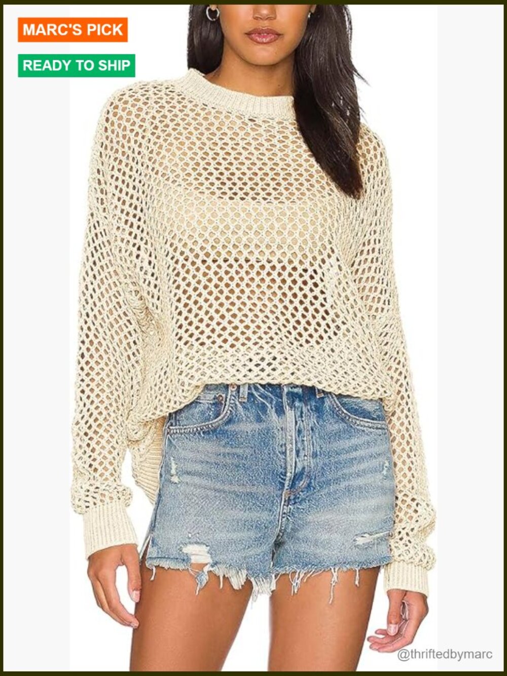 Long Sleeve Crochet Mesh Cover Up Tunic Beach Swimwear Pullover Top